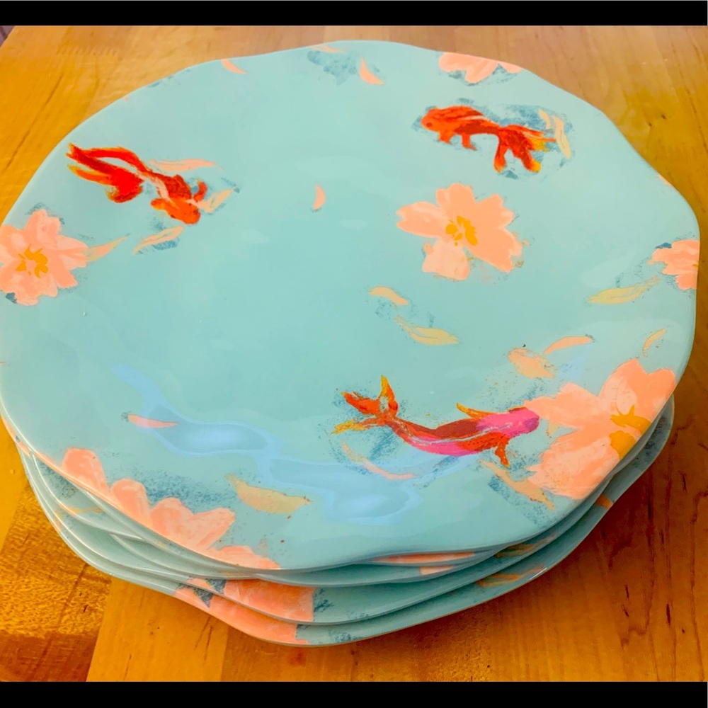 Target Opal House Goldfish Koi Fish Melamine Dinner Plate Dish Set (9) Opalhouse
